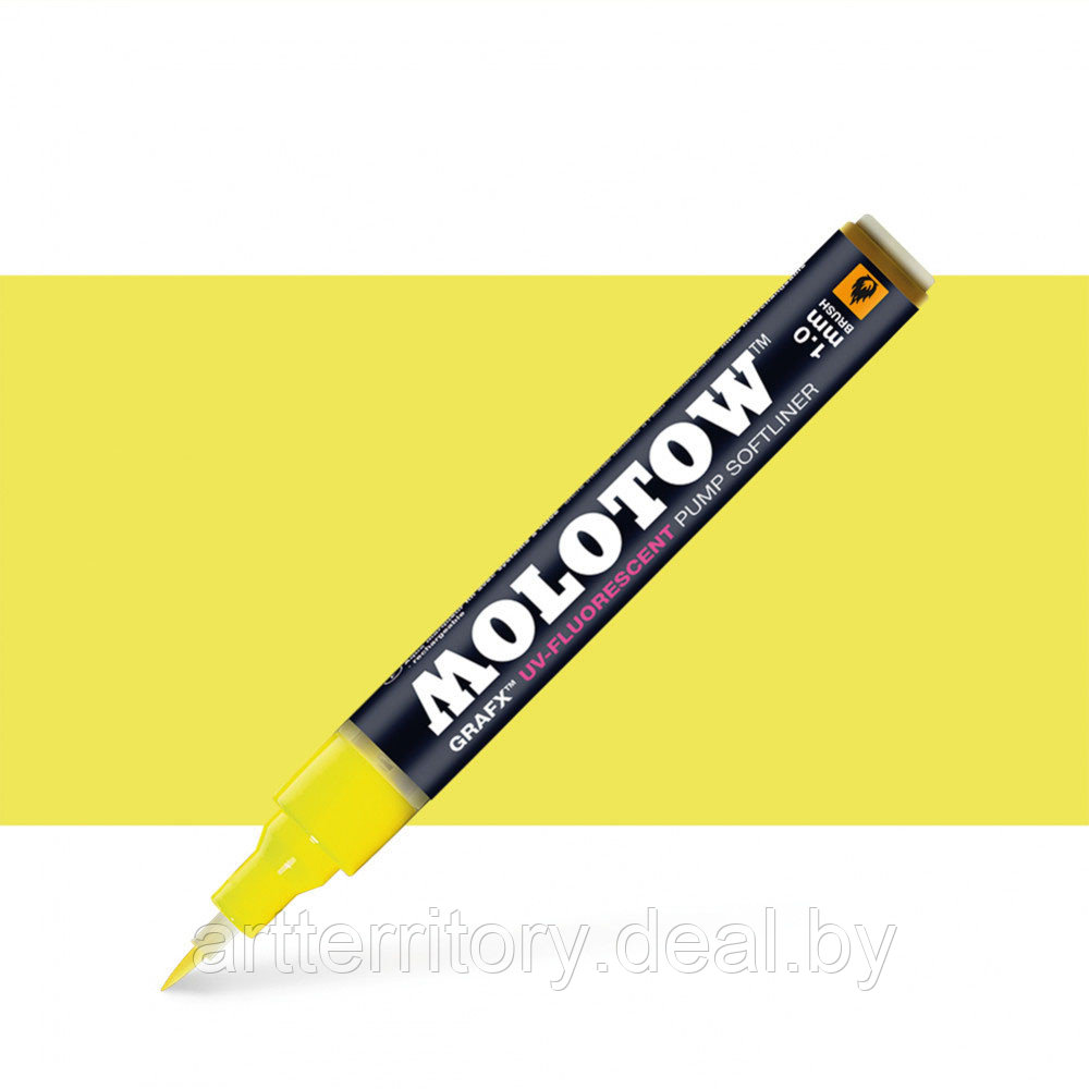 Маркер флюорисцентный GRAFX (перо-кисть 1мм) (желтый) - фото 1 - id-p158813140