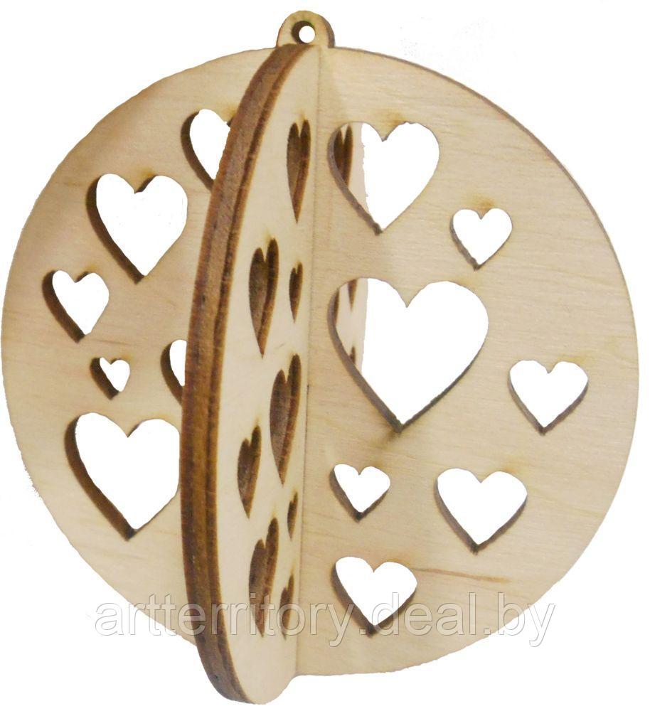 Заготовка деревянная "Объемный шар "Сердца" 8,4х8 см - фото 1 - id-p158815170