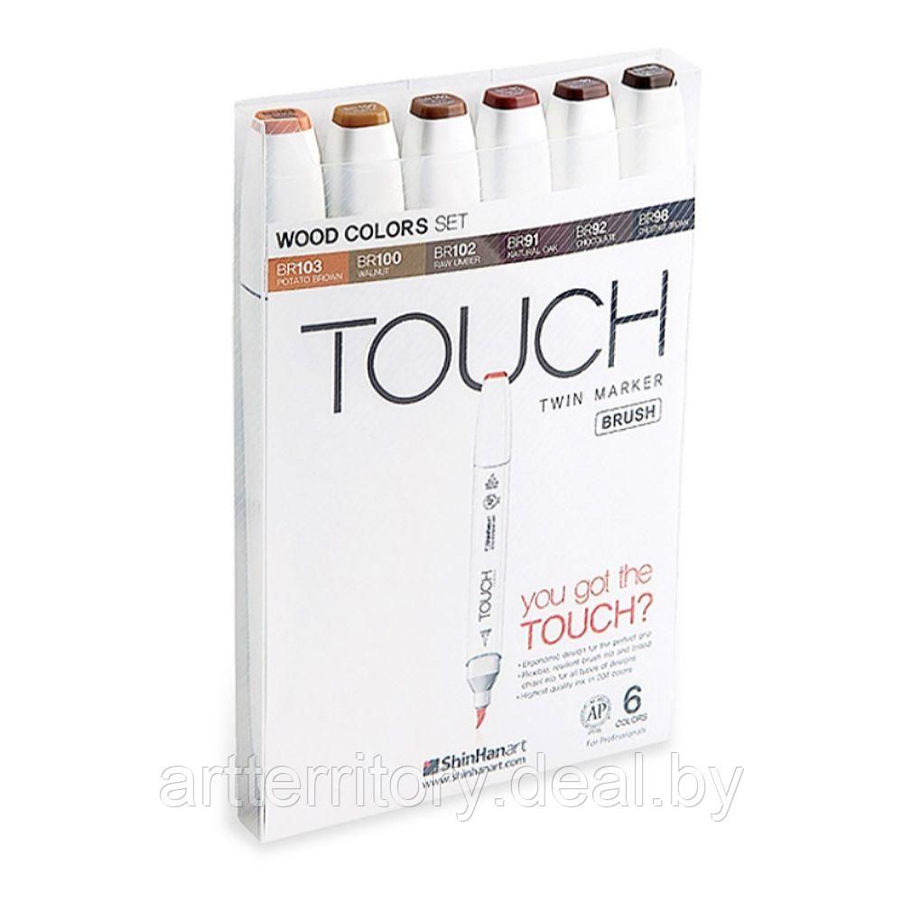 Набор маркеров Touch BRUSH 6 цветов (древесные тона) - фото 1 - id-p158817222