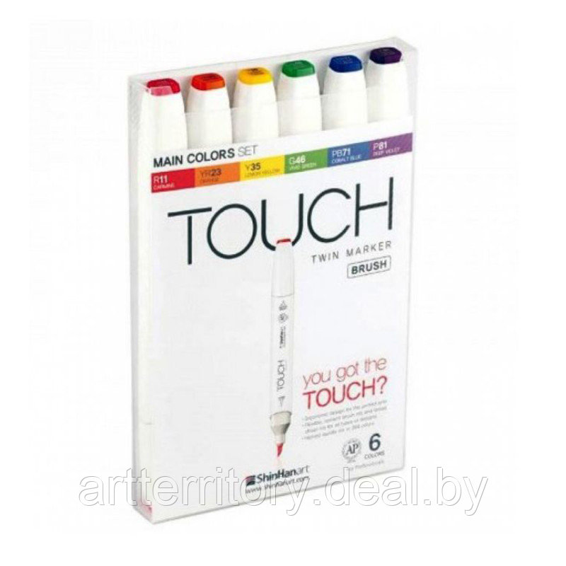 Набор маркеров Touch BRUSH 6 цветов (основные цвета) - фото 1 - id-p158817223