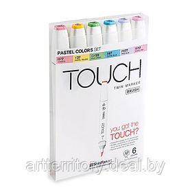 Набор маркеров Touch BRUSH 6 цветов (пастельные тона)