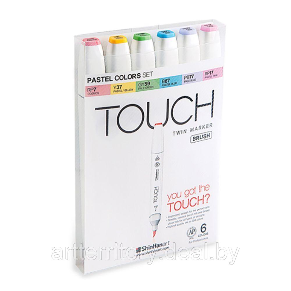 Набор маркеров Touch BRUSH 6 цветов (пастельные тона) - фото 1 - id-p158817224