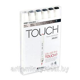 Набор маркеров Touch BRUSH 6 цветов (теплые серые тона)