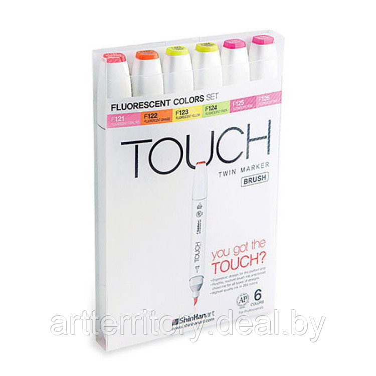 Набор маркеров Touch BRUSH 6 цветов (флуоресцентные цвета) - фото 1 - id-p158817228