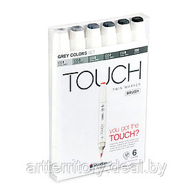 Набор маркеров Touch BRUSH 6 цветов (холодные серые тона)