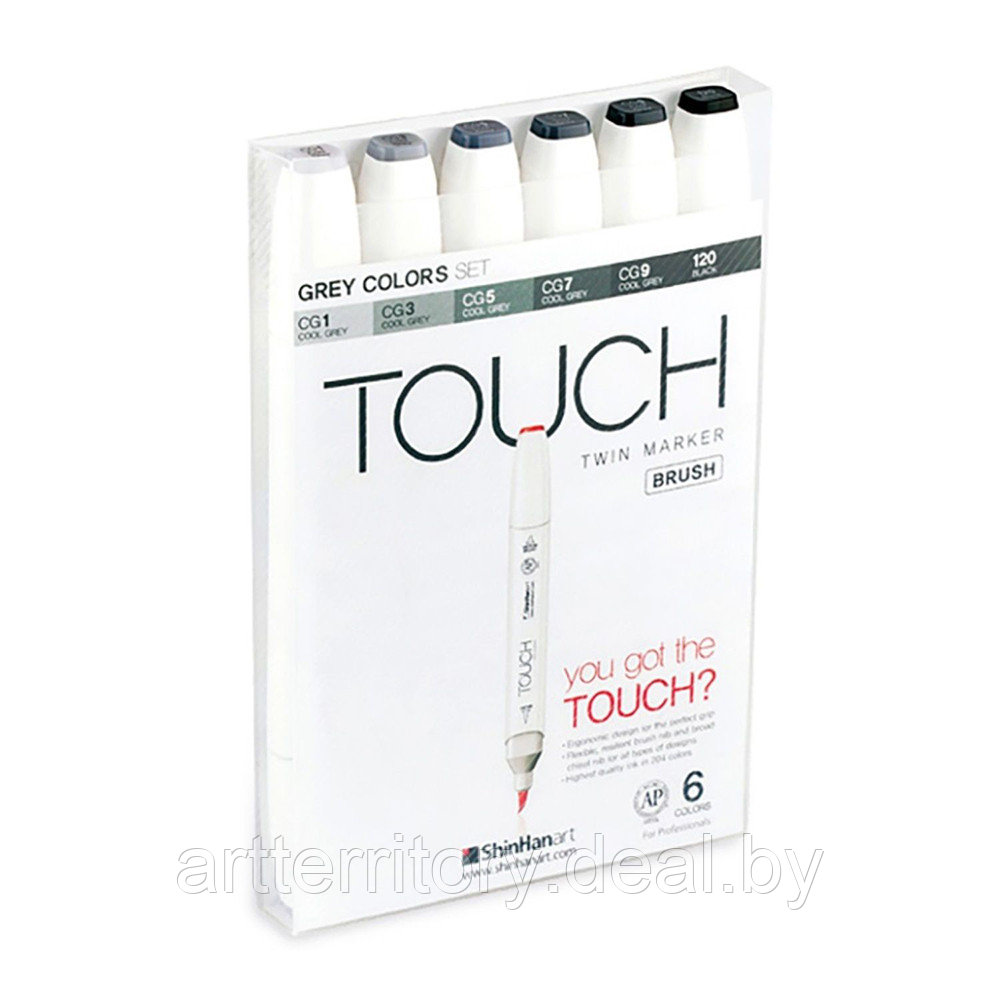 Набор маркеров Touch BRUSH 6 цветов (холодные серые тона) - фото 1 - id-p158817229
