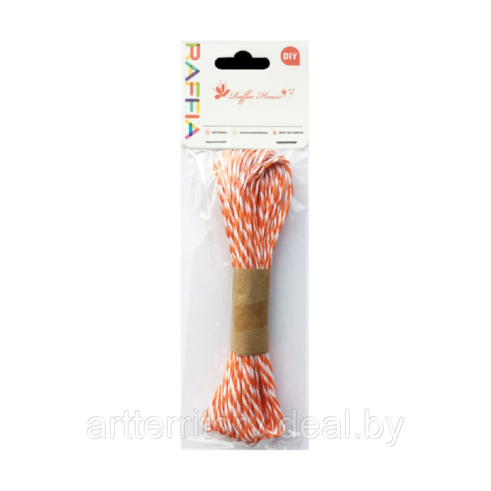 Шпагат декоративный двухцветный крученый тонкий, 10 м, оранжевый - фото 1 - id-p158817489