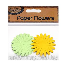 Цветы декоративные бумажные, набор 9 штук (желтые + мятные)