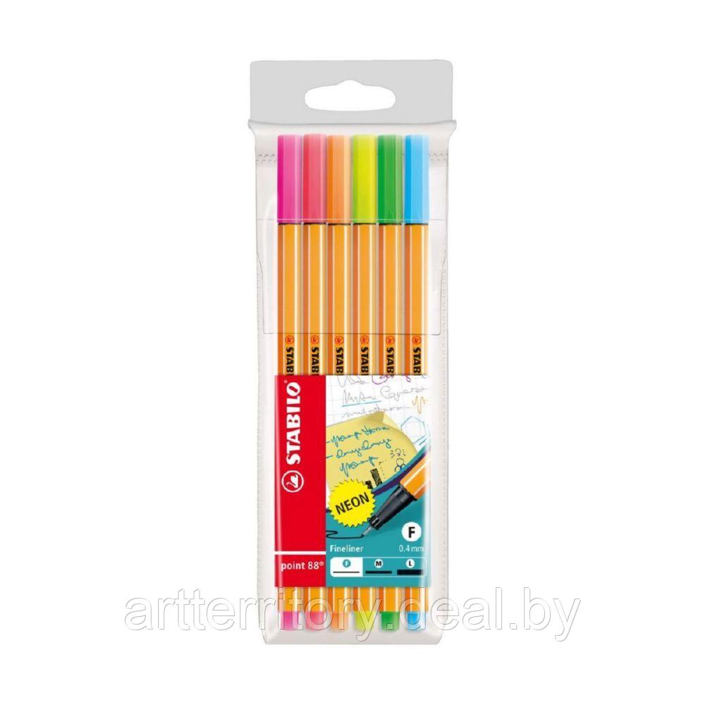 Ручка-линер STABILO Point 88, флуоресцентные цвета, набор 6 цветов - фото 1 - id-p158817610