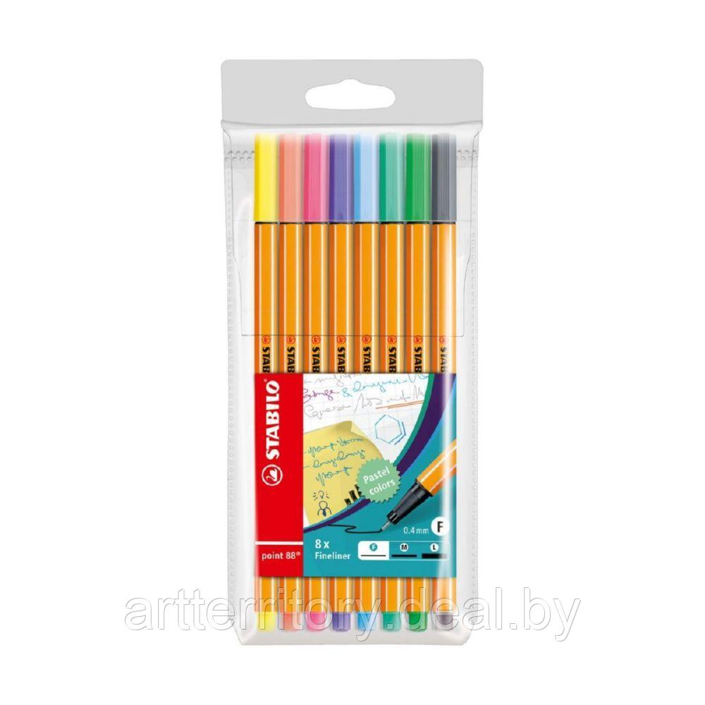 Ручка-линер STABILO Point 88, пастельные цвета, набор 8 цветов - фото 1 - id-p158817611