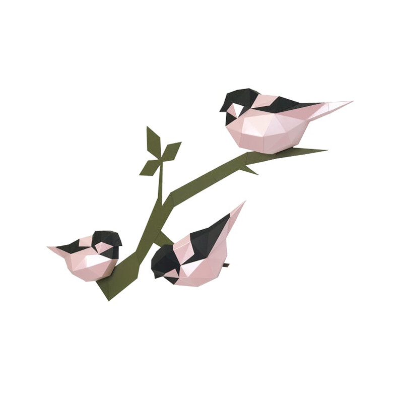 Птички (розовые). 3D конструктор - оригами из картона - фото 2 - id-p158829293