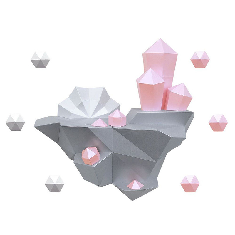 Остров с кристаллами (розовый). 3D конструктор - оригами из картона - фото 1 - id-p158829297