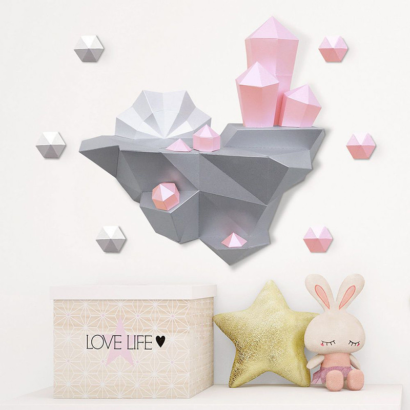 Остров с кристаллами (розовый). 3D конструктор - оригами из картона - фото 2 - id-p158829297