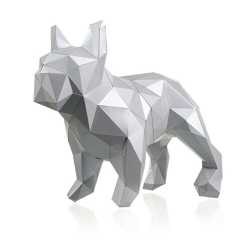 Бульдог Марсель (платиновый). 3D конструктор - оригами из картона