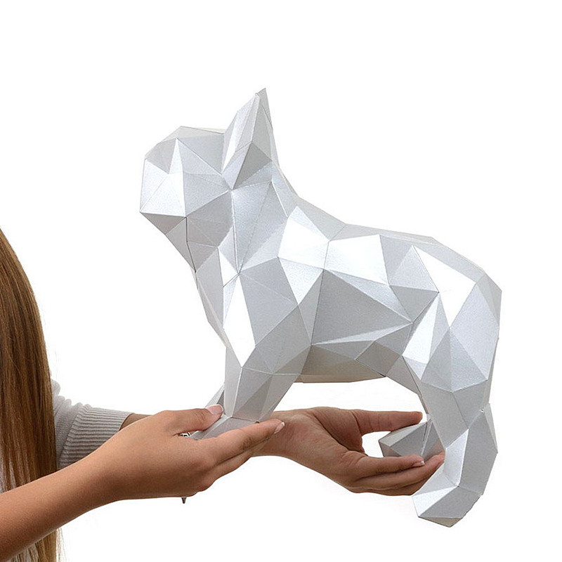 Бульдог Марсель (платиновый). 3D конструктор - оригами из картона - фото 4 - id-p158829301