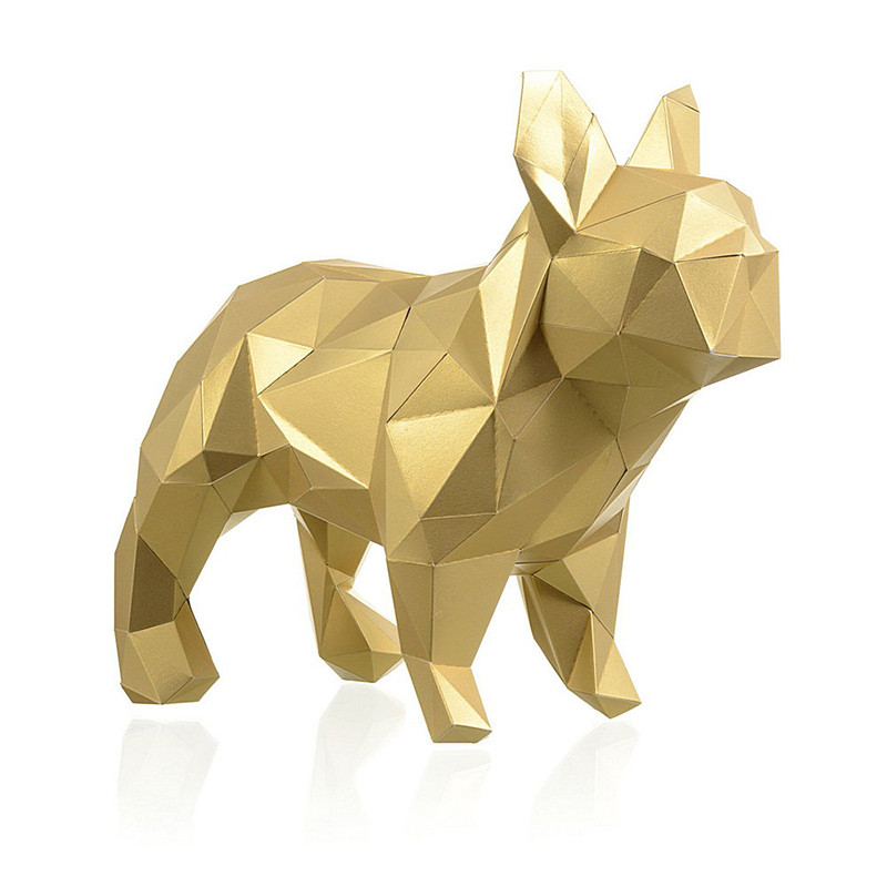Бульдог Марсель (золотой). 3D конструктор - оригами из картона - фото 2 - id-p158829305