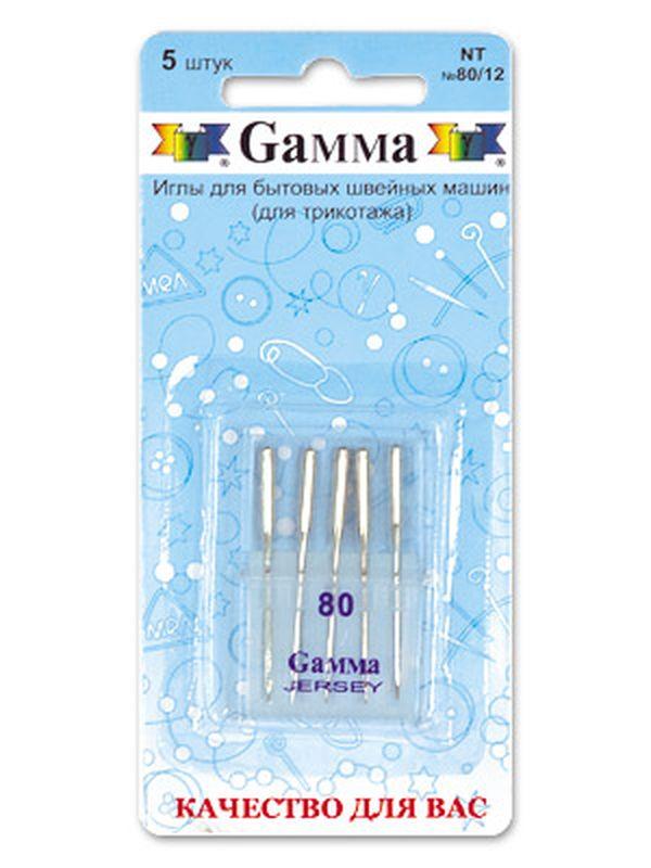 Набор игл для бытовых швейных машин № 80 для трикотажа 5 шт. "Gamma"