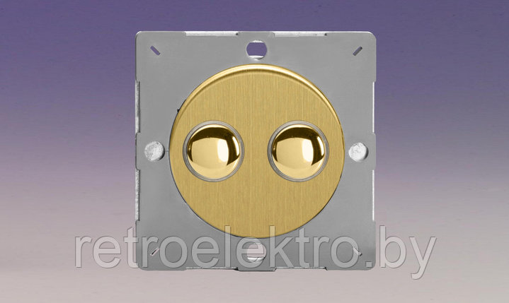 Механизм двойной кнопки 6А в сборе (импульсная), Brushed Brass (матовая латунь), фото 2
