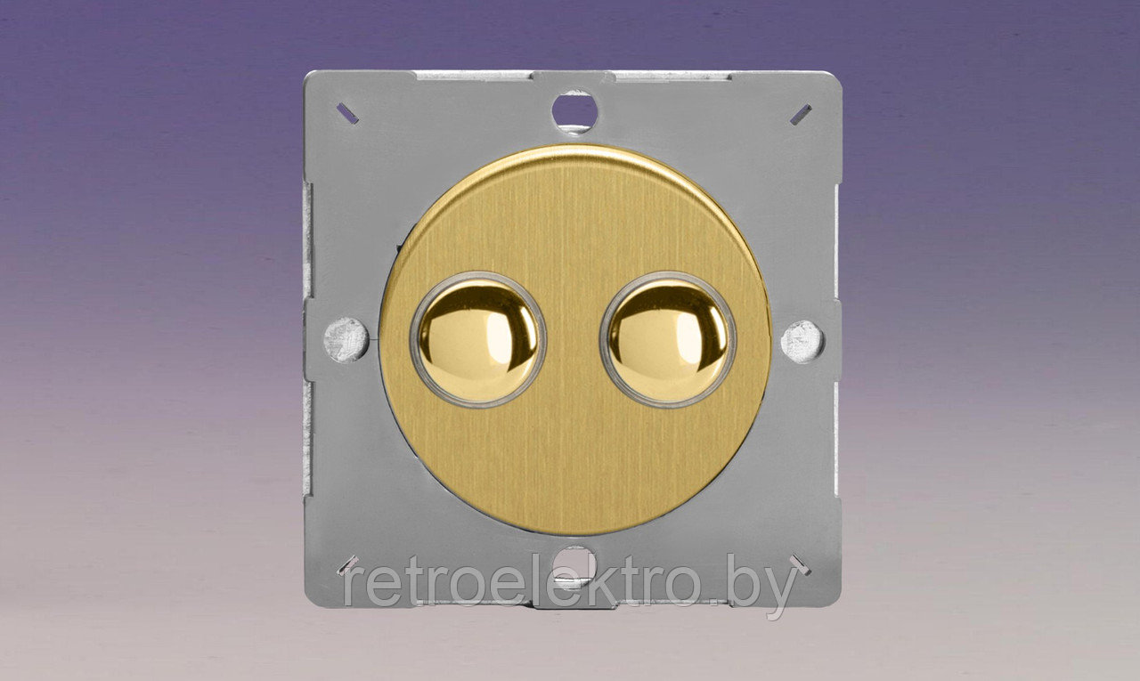 Двойная кнопка выключатель/переключатель 6А сборе, Brushed Brass (матовая латунь) - фото 1 - id-p158888756