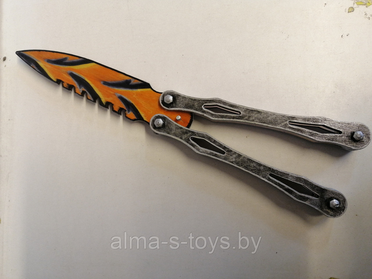 Деревянный нож-бабочка, принт, лак, дизайн 1,2 - фото 1 - id-p158901002