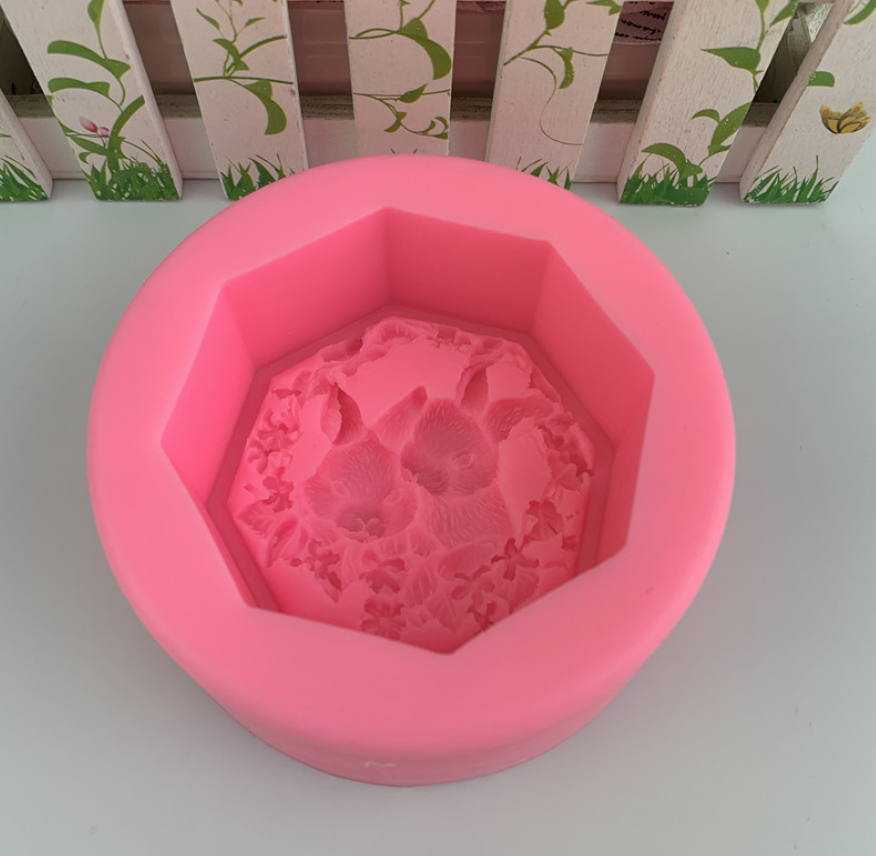 Молд (форма) силиконовый " Кролики в цветах" для различных материалов. - фото 2 - id-p158902136