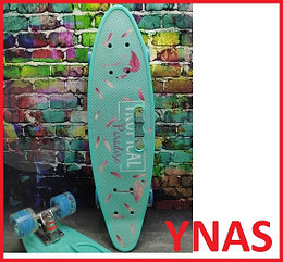 Детский скейт арт. 8312 Граффити Пенни борд пенниборд светящиеся колеса (роликовая доска) длина 56 см с ручкой