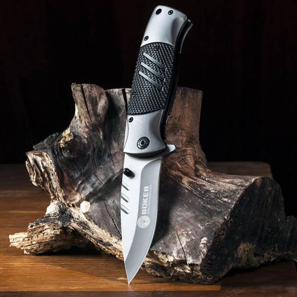 Нож складной механический Boker серый матовый - фото 1 - id-p158807472