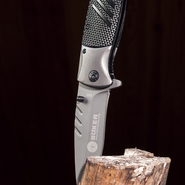 Нож складной механический Boker серый матовый - фото 3 - id-p158807472