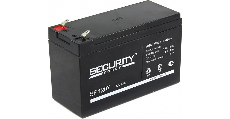 Аккумулятор Security Force 12В 7.0Ач (герметизированная свинцово-кислотная аккумуляторная батарея 12V, 7.0A) - фото 1 - id-p158924054