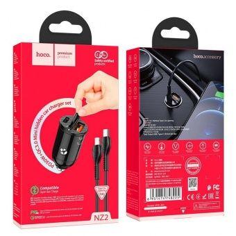 Автомобильное ЗУ Hoco NZ2 (PD30W+QC3.0+кабель Type-C to Lightning) цвет: черный