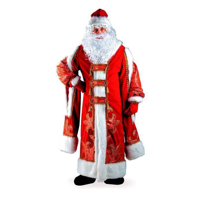 Карнавальный костюм "Царский Дед Мороз", шуба, шапка, варежки, борода, парик, мешок, р. 54-56, рост 188 см - фото 1 - id-p112594743