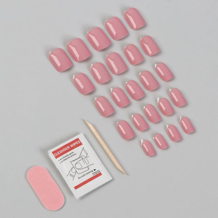 Накладные ногти на клеевой основе однотонные, глянцевые, цвет светло-розовый - фото 1 - id-p123348922