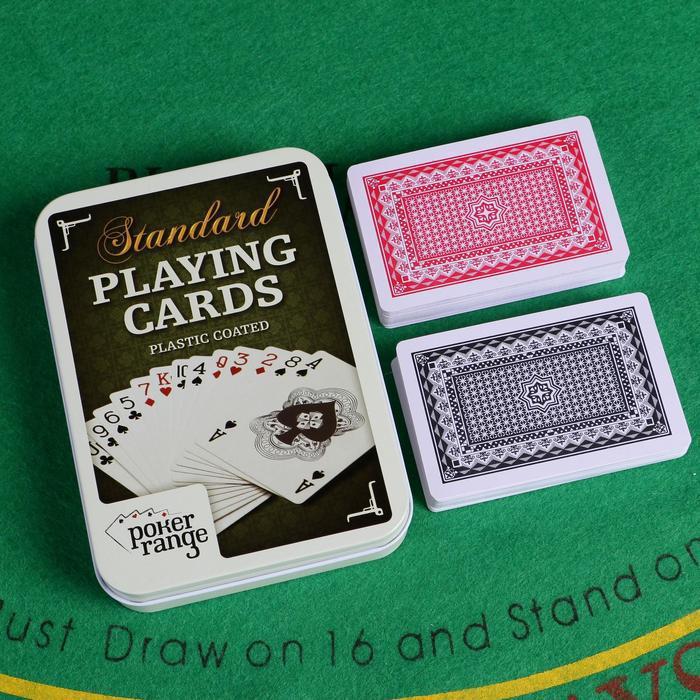 Игральные пластиковые "Poker range", 2 колоды по 54 шт, 25мкр, 8.8х5.7 см - фото 1 - id-p135776133
