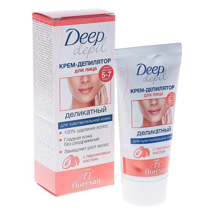 Деликатный крем-депилятор Deep Depil, для удаления волос на лице, с маслом персика, 50 мл - фото 1 - id-p139890984