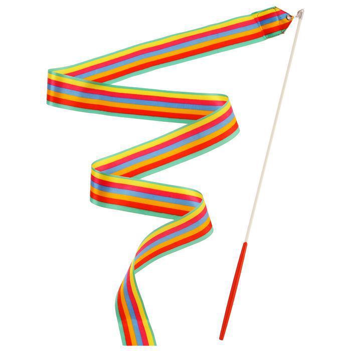 Лента гимнастическая с палочкой, 4 м, цвет радуга - фото 1 - id-p139890997