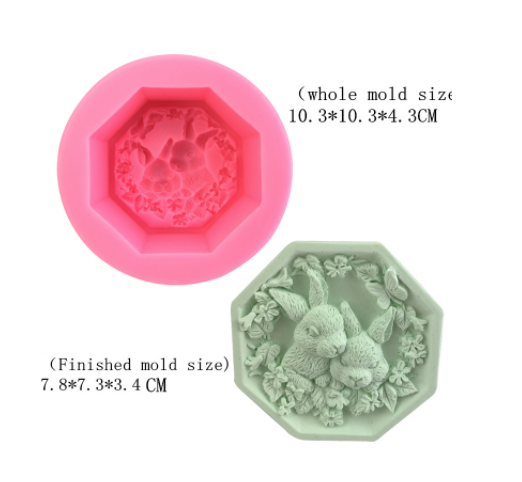 Молд (форма) силиконовый " Кролики в цветах" для различных материалов. - фото 1 - id-p158971574