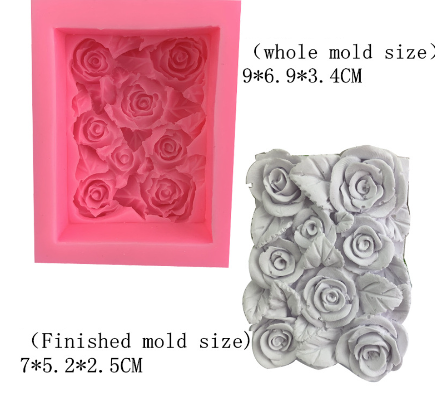 Молд (форма) прямоугольный силиконовый " Розы" для различных материалов. - фото 2 - id-p158971576