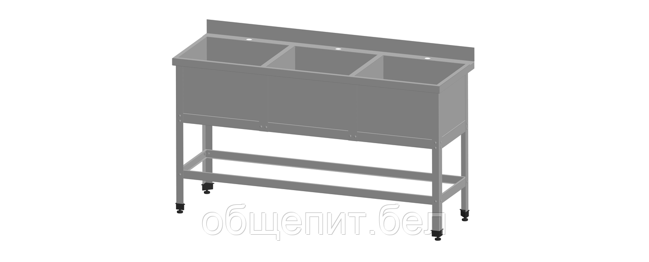 Ванна моечная 3-гнездная,  1800х700х850, (глубина 400)