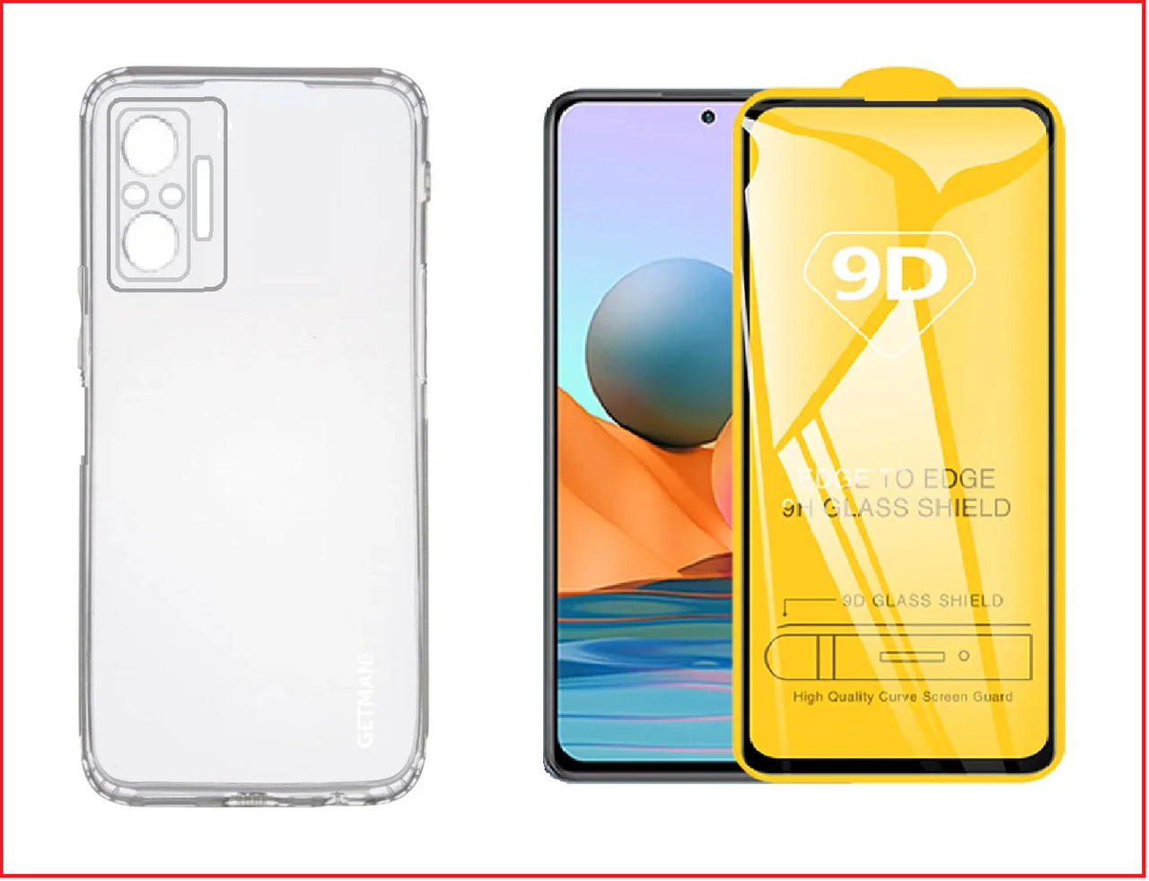 Чехол-накладка + защитное стекло 9D для Xiaomi Redmi Note 10 4g / Note 10s - фото 1 - id-p158985697