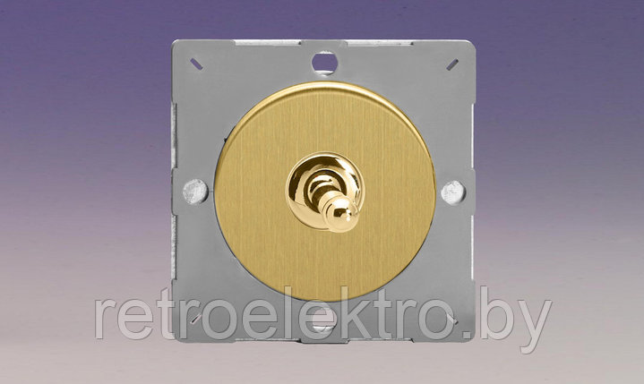 Одноклавишный тумблерный выключатель/переключатель 10А, цвет Brushed Brass (матовая латунь), фото 2
