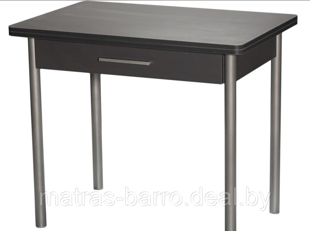 Стол кухонный поворотно-раскладной М20 с ящиком графит/опор прямые графит - фото 1 - id-p153863279