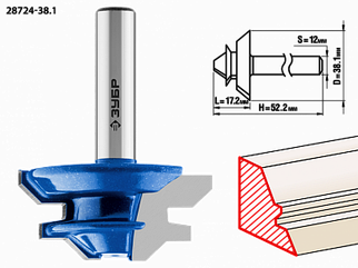 Фреза кромочная для углового сращивания, D= 38,1мм, рабочая длина-17,1мм,хв.-12мм, ЗУБР Профессионал