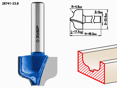 Фреза пазовая фасонная, ЗУБР 23,8x16мм, радиус 4.8мм, №2, фото 2