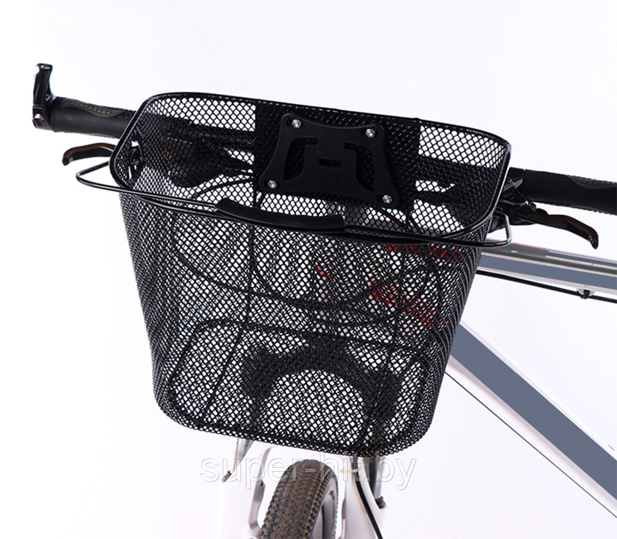 Металлическая быстросъемная корзина для велосипеда на руль (черная) - фото 3 - id-p159005924