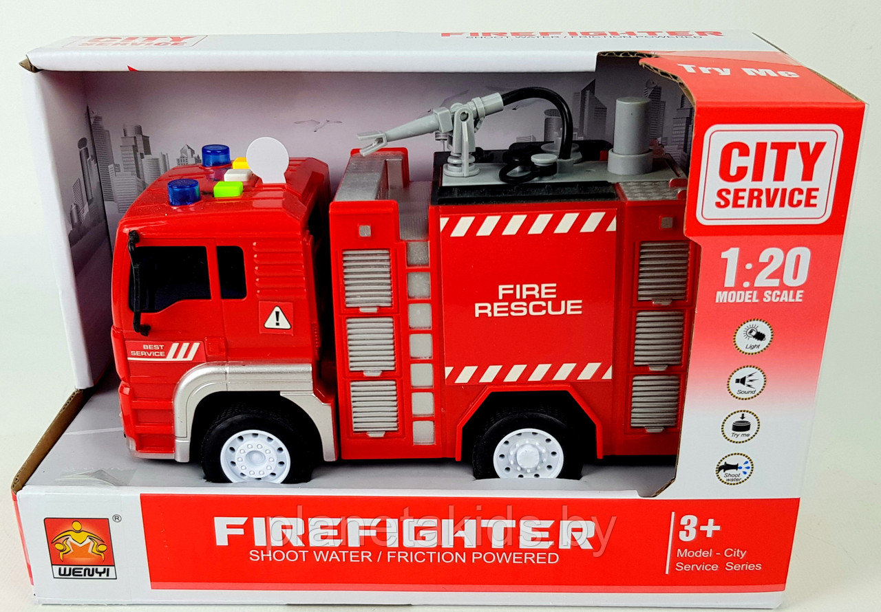 Пожарная машина инерционная WY552A ,водяная помпа, свет, звук