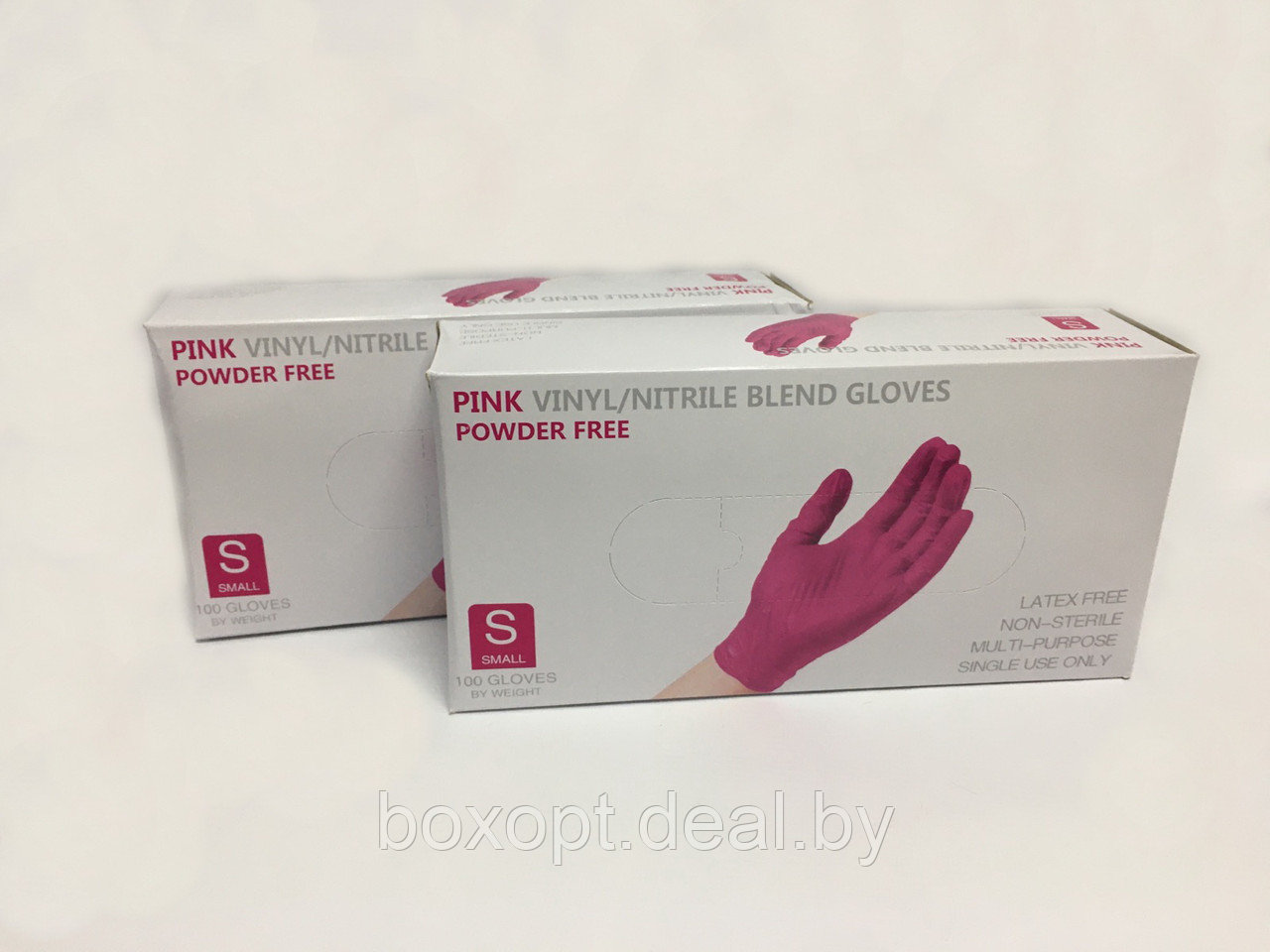 Перчатки одноразовые (нитрил/винил) (розовые) "Wally Plastic" - 100 шт (50 пар), все размеры - фото 1 - id-p159013219