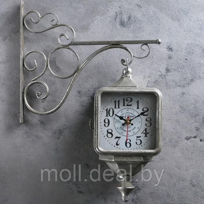 Часы настенные двойные, серия: Садовые, "Уличный фонарь", серебро, 40х31 см - фото 1 - id-p116055604