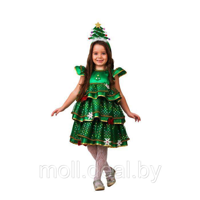 Карнавальный костюм "Ёлочка-малышка", сатин, платье, ободок, размер 26, рост 104 см