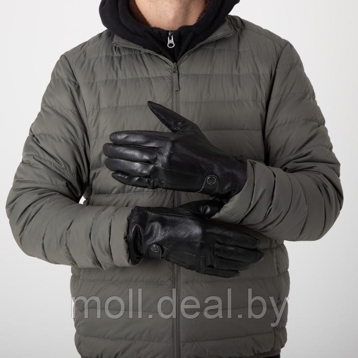 Перчатки мужские, размер 11, с утеплителем, цвет чёрный - фото 1 - id-p155926569