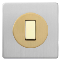 Одноклавишный выключатель/переключатель 10А, Brushed Brass (матовая латунь), фото 2